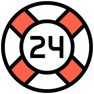 An icon depicting 24 hours help.